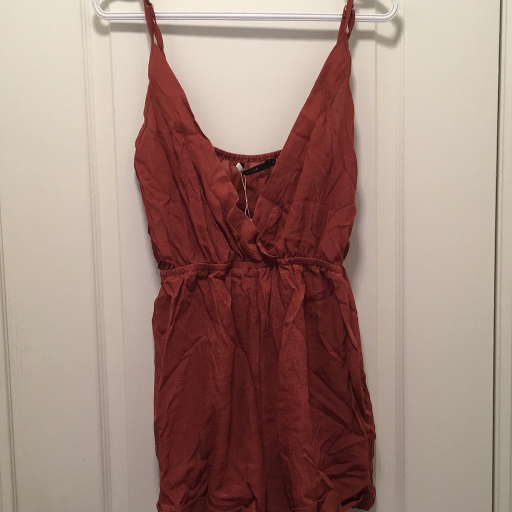 Zaful Romper Rusty Red Color Super Light Weight And Breathable Spring Piece